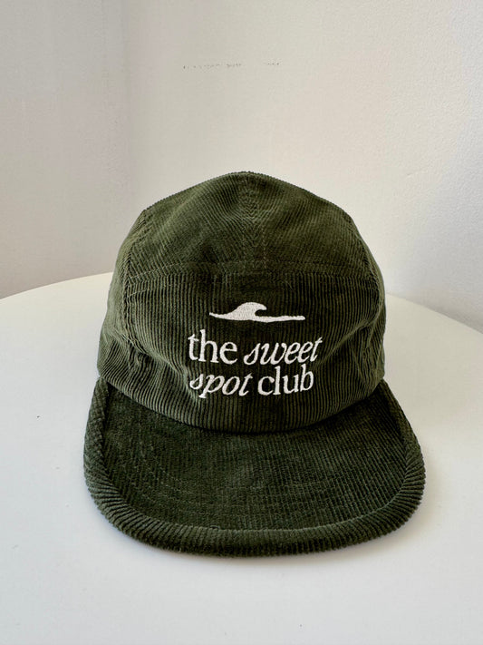 THE SWEET SPOT CLUB Organic Cord Camper Cap Boozy Green