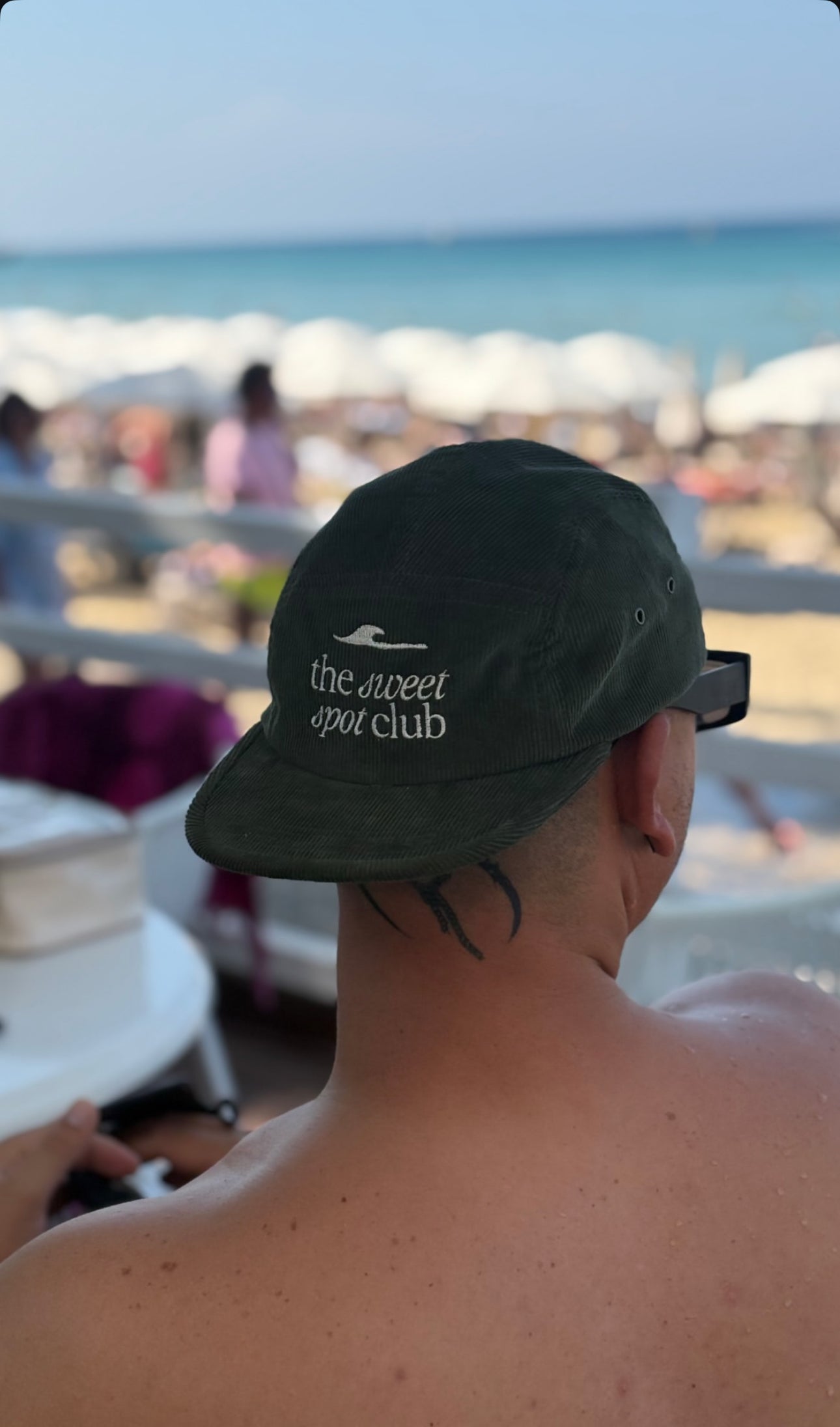 THE SWEET SPOT CLUB Organic Cord Camper Cap Boozy Green