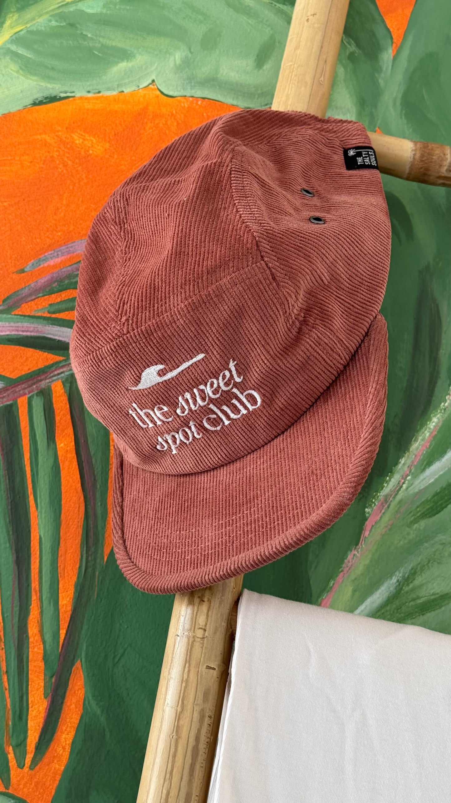 THE SWEET SPOT CLUB Organic Cord Camper Cap Blush Red
